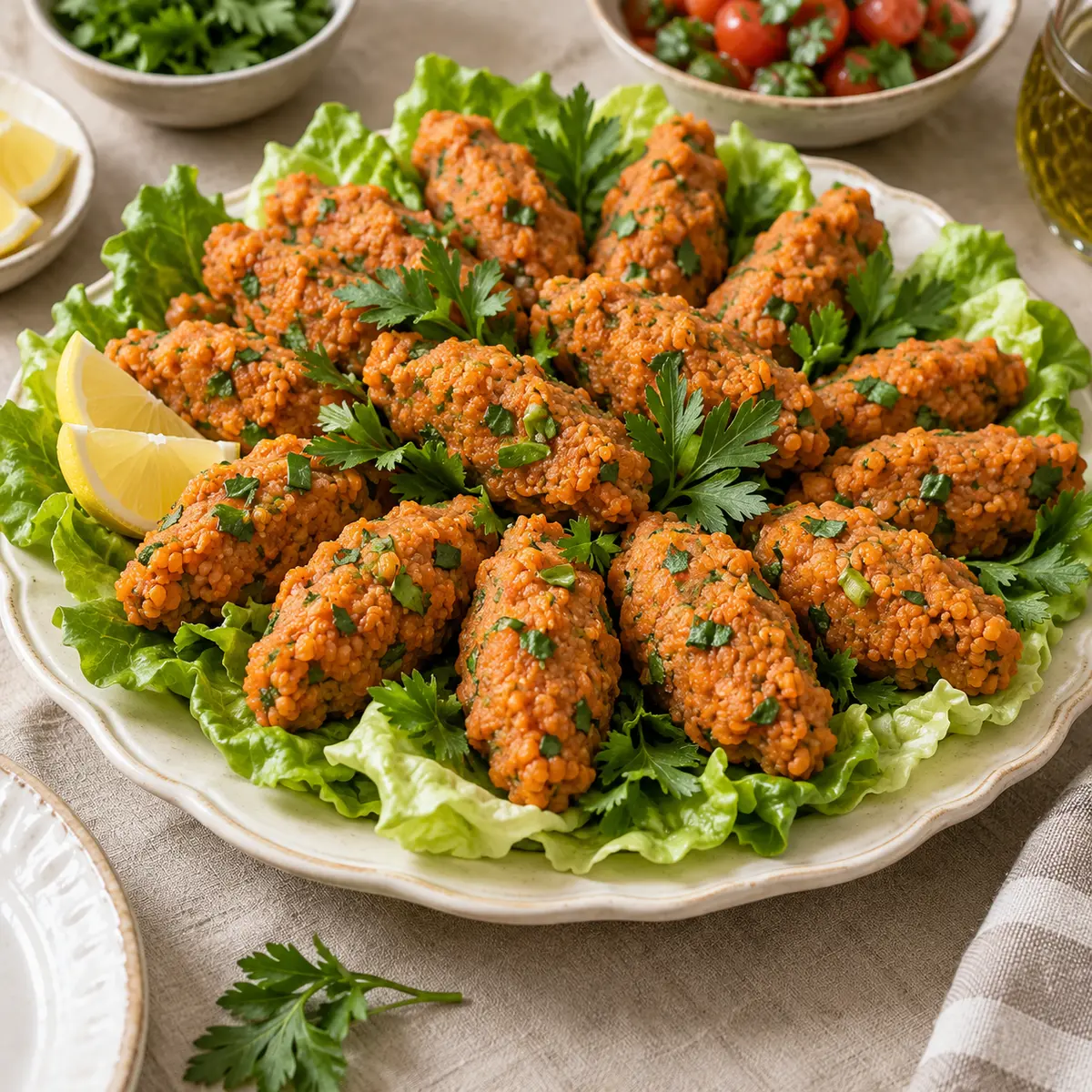 Mercimek Köftesi için temsili sunum