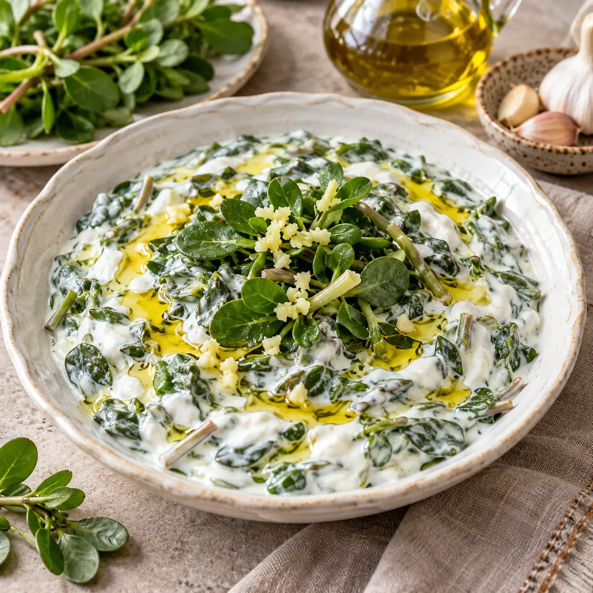 Semizotu Salatası için temsili sunum